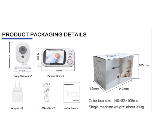 Super Monitor de bebé de 720p con cámara nuevo VB603 inalámbrico 3,5 pulgadas 2,4G conversación bidireccional Teléfono de bebé sonido de llanto detección de temperatura Monitor de bebé